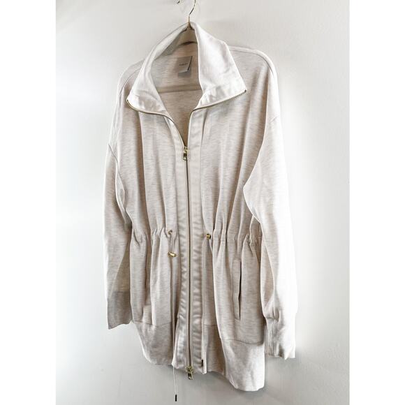 Varley Ridgefield Longline Zip-Through Doublesoft Sweatshirt Jacket Ivory Marl M - Picture 9 of 10